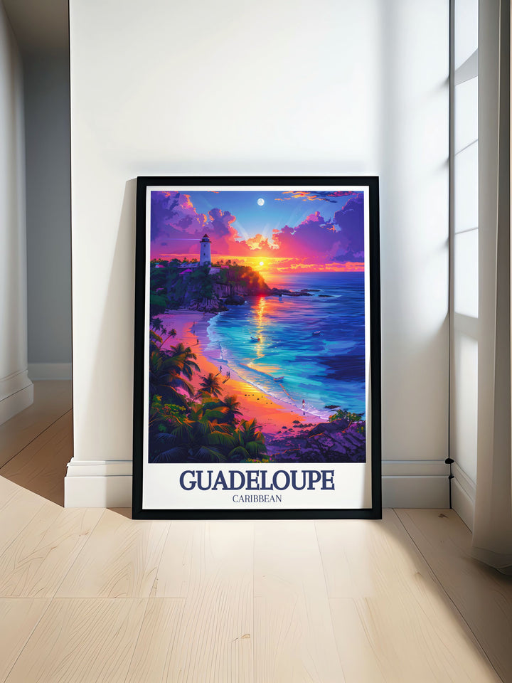 Highlighting the natural beauty of Guadeloupe, this poster features its lush landscapes and picturesque scenery. Ideal for nature lovers, this artwork brings the vibrant charm of the Caribbean islands into your living space.