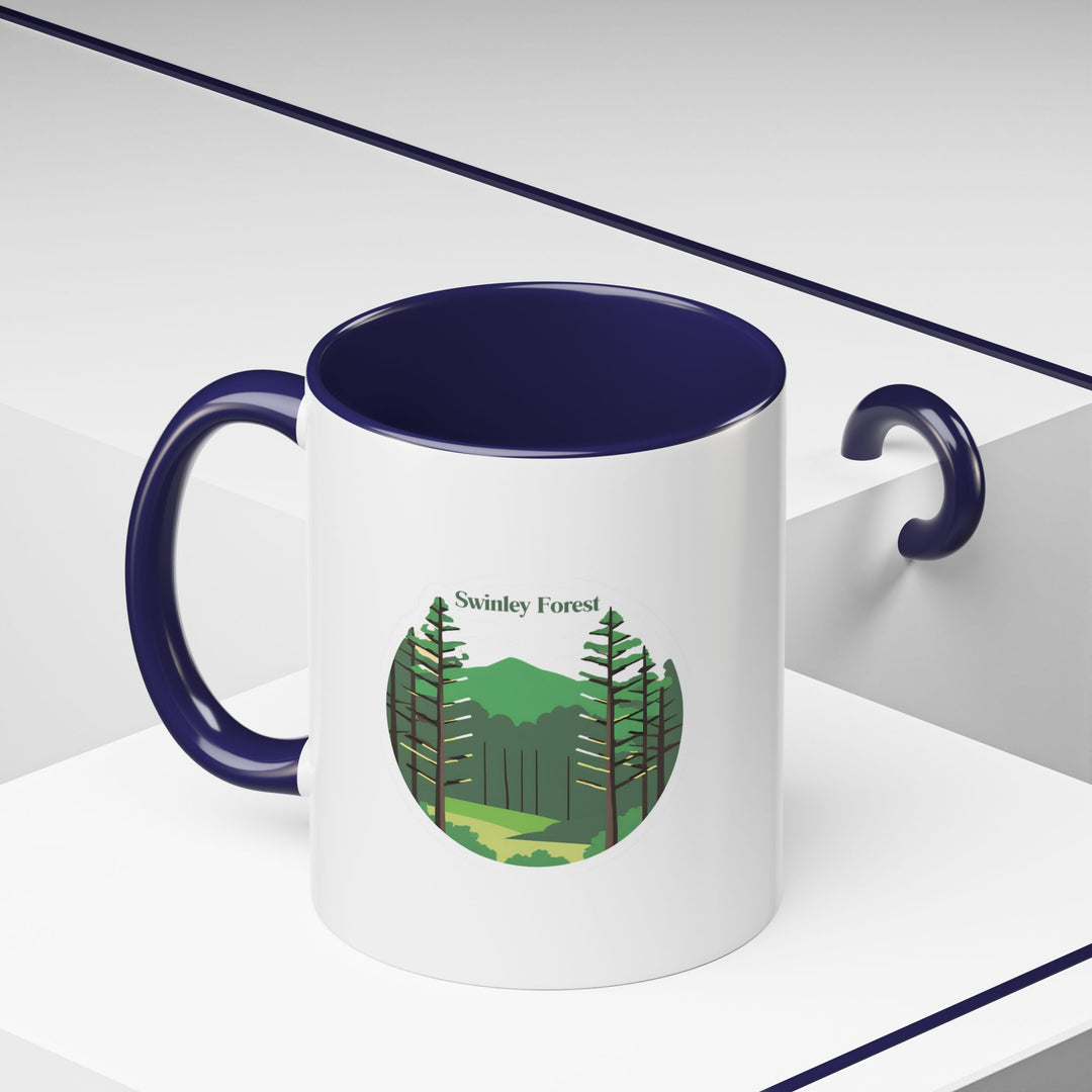 Celebrate the spirit of Swinley Forest with this mug featuring vibrant images of the forests natural wonders. Dishwasher and microwave safe, made from durable ceramic, ideal for coffee or tea lovers seeking a unique and artistic mug that captures Swinley Forests essence.