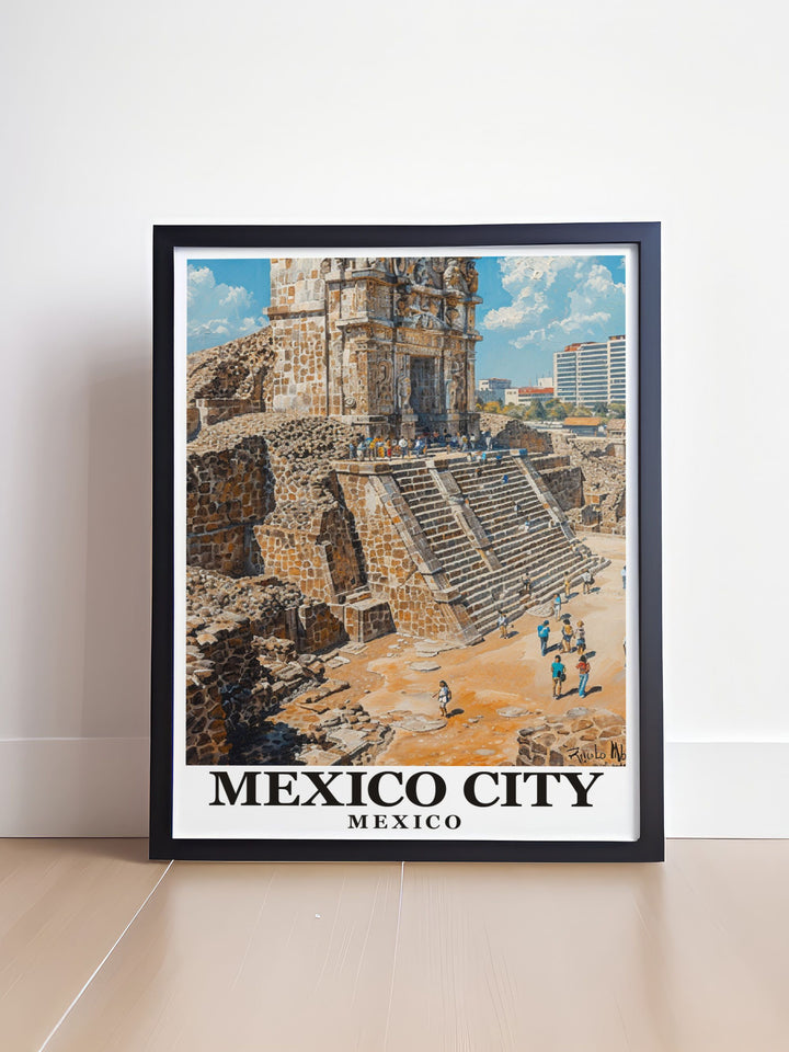 Our Temple Mayor Mexico City Wall Art offers a stunning representation of one of the citys most historic landmarks ideal for creating a sophisticated atmosphere in your living room or office