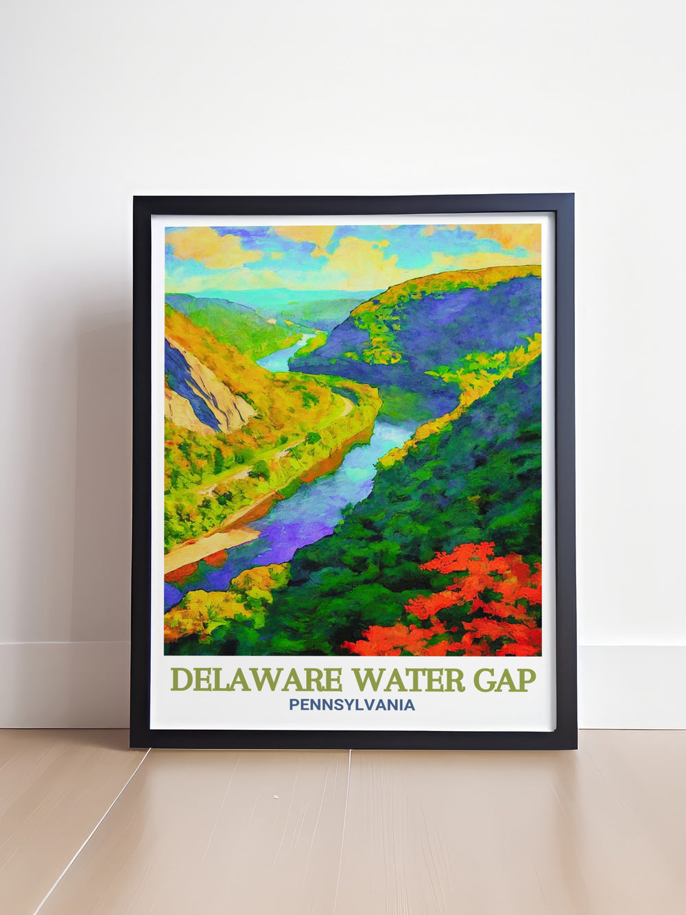 Capturing the sweeping vistas of the Delaware Water Gap, this travel poster offers a stunning view of Pennsylvanias natural landscape. Perfect for enhancing your living space, it celebrates the beauty of one of the states most cherished landmarks.