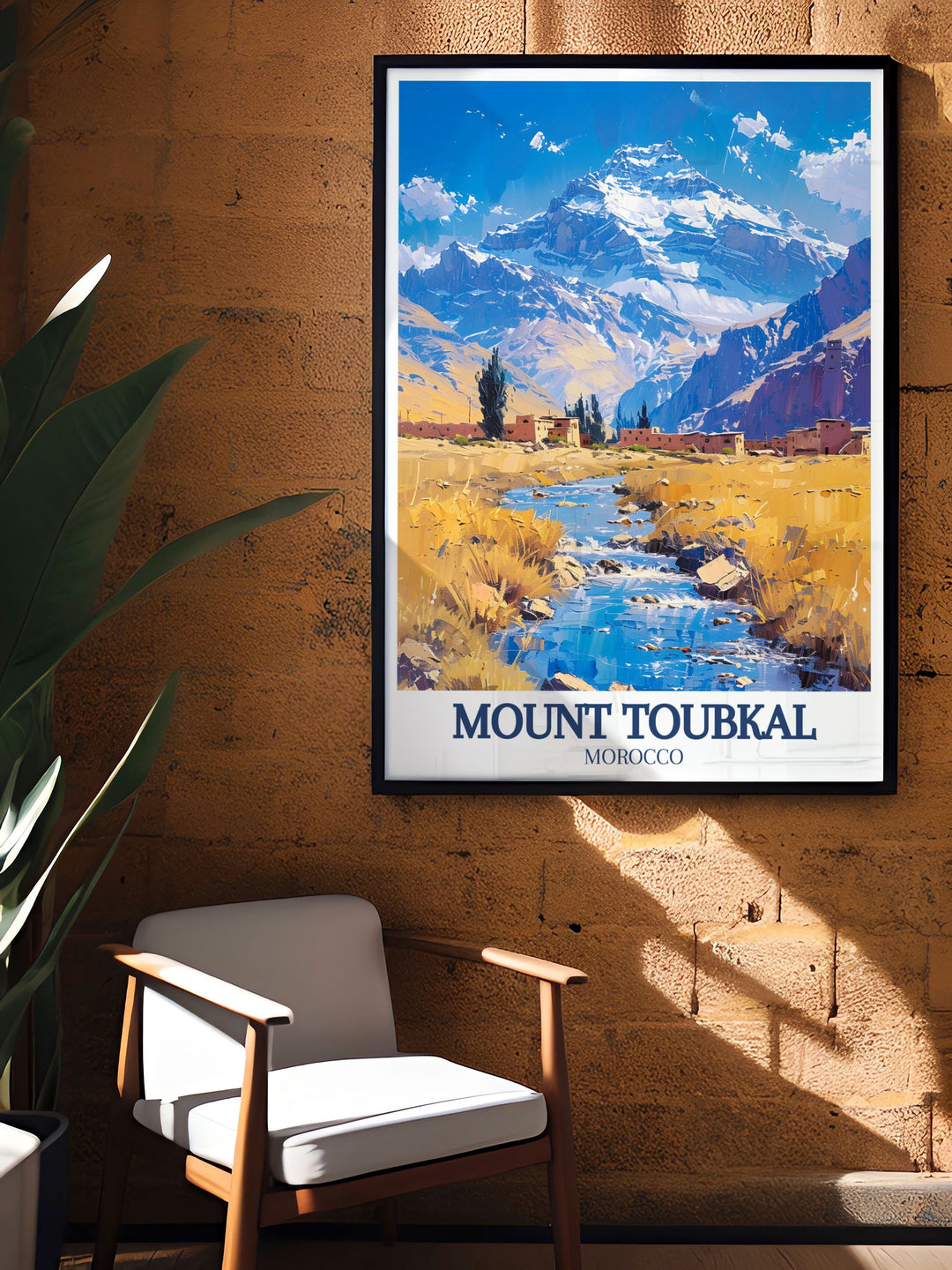 Transform your living space with a High Atlas mountains modern art print featuring the breathtaking views and lush valleys of Moroccos highest peaks perfect for adding a touch of adventure to your home.
