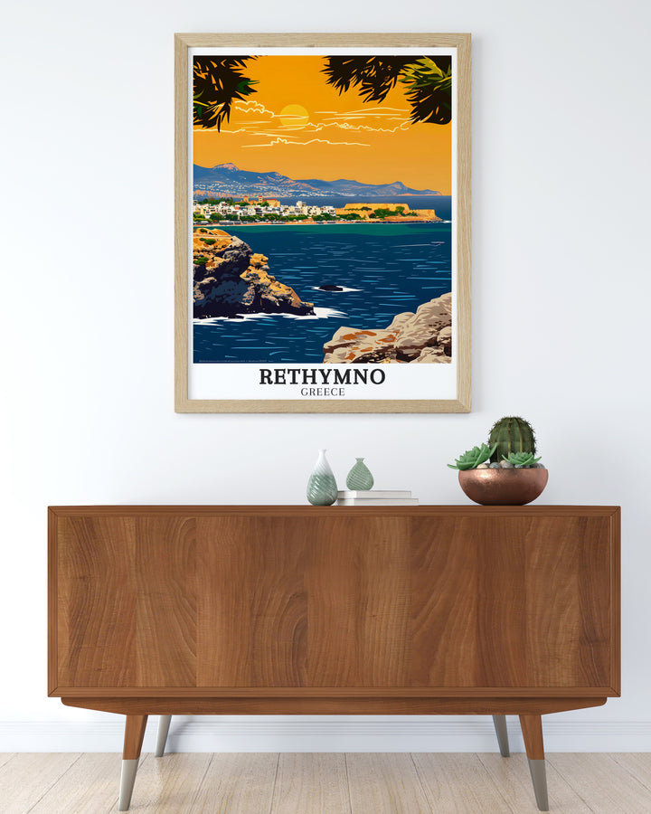 Rethymno Greece Travel Print featuring the Fortezza Crete brings the charm of Crete into your home with elegant wall decor and stunning prints perfect for creating a sophisticated living room or travel inspired space