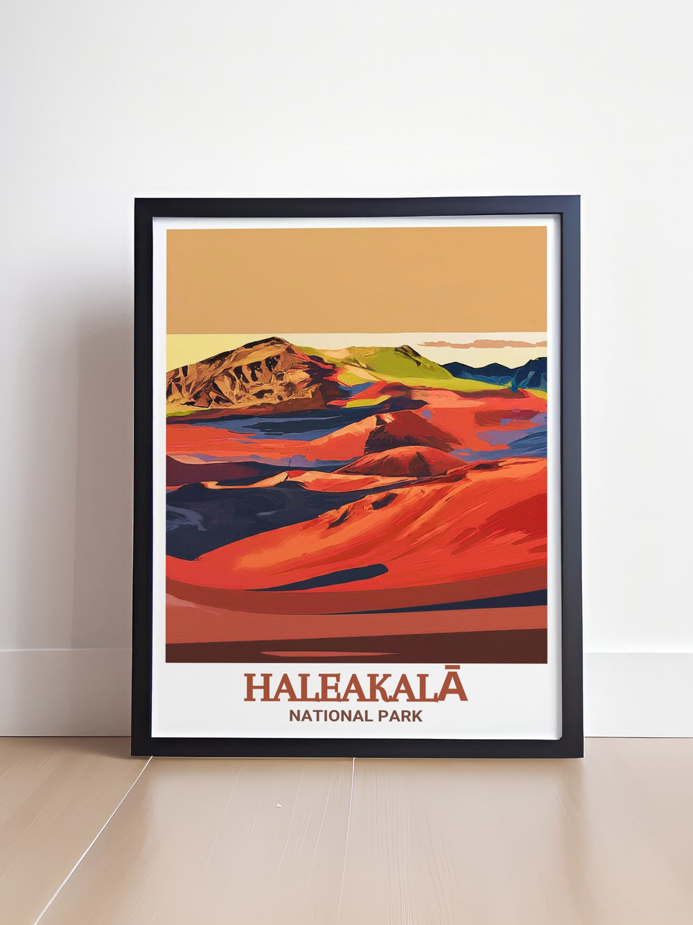 Haleakalā National Park wall art highlighting the serene landscapes and dramatic vistas of Haleakalā Crater. This artwork is a perfect way to bring the beauty of Hawaiis natural landscapes into your home, celebrating one of its most famous parks.