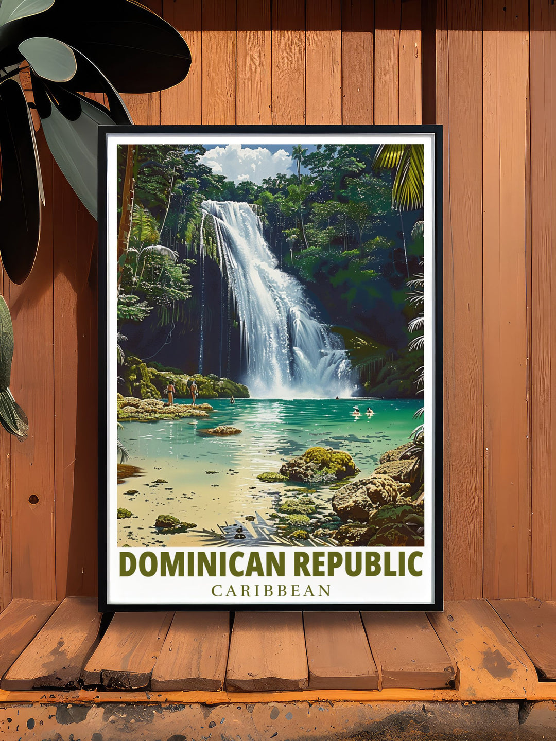 Dominican wall art depicting El Limon Waterfall a beautiful addition to living rooms offices or bedrooms bringing the serene beauty of the Caribbean indoors