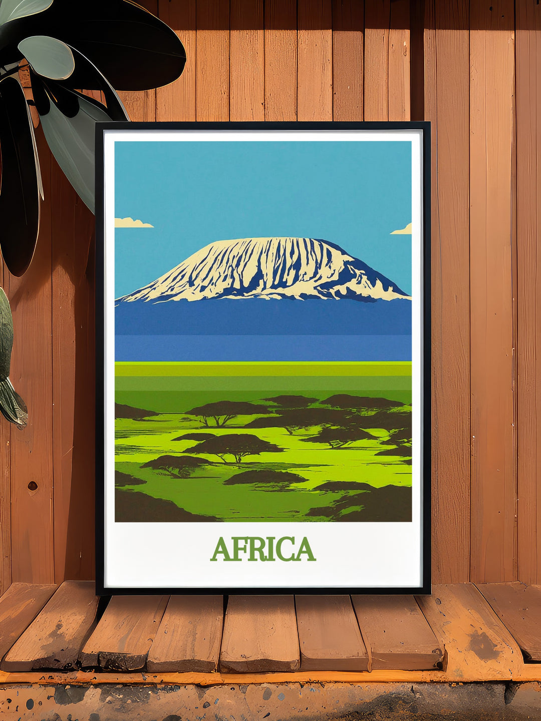 National Park Print highlighting the beauty and biodiversity of Bwindi Uganda with a focus on the majestic Mountain Gorilla paired with the striking elegance of Mount Kilimanjaro ideal for wildlife enthusiasts