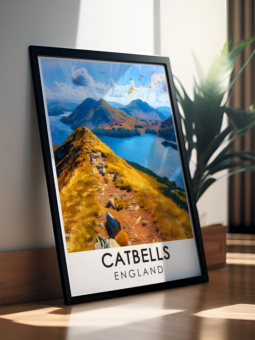 Catbells Summit wall art offering a detailed and vibrant portrayal of the iconic summit and surrounding Lakeland making it a striking addition to your home decor and an inspiring piece for travel enthusiasts