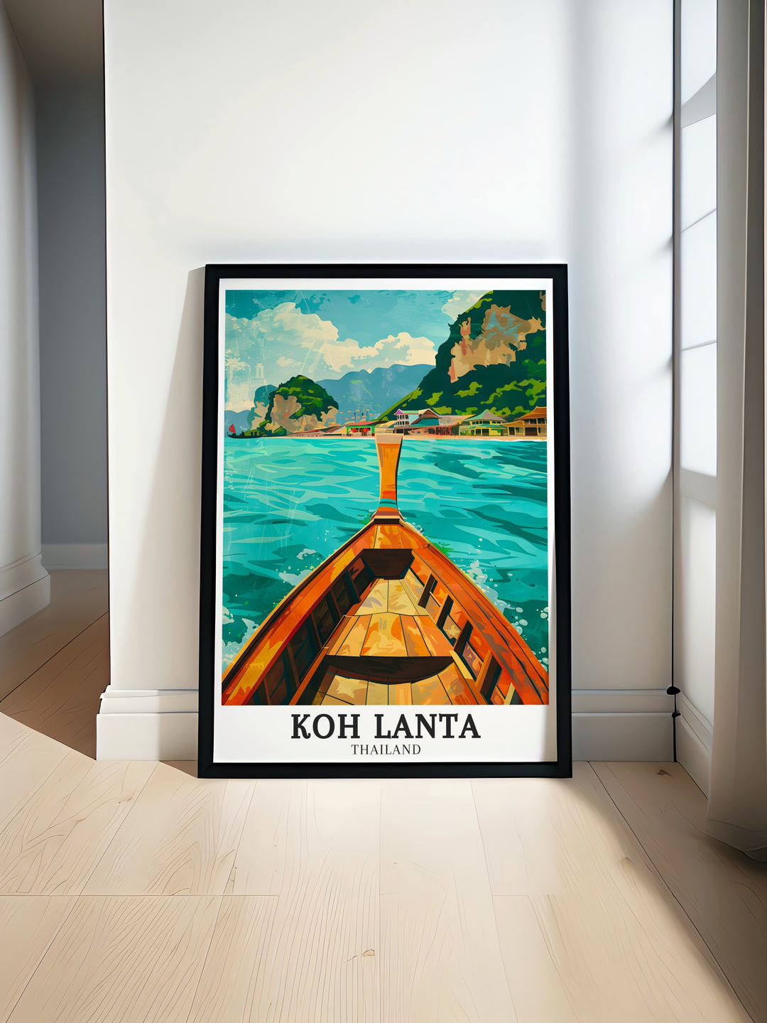 Ko Lanta District modern prints bring the tropical beauty of Thailand into your home. This stunning beach art print captures the serene landscapes of the island making it a perfect addition to beach home decor or a thoughtful gift for travelers.