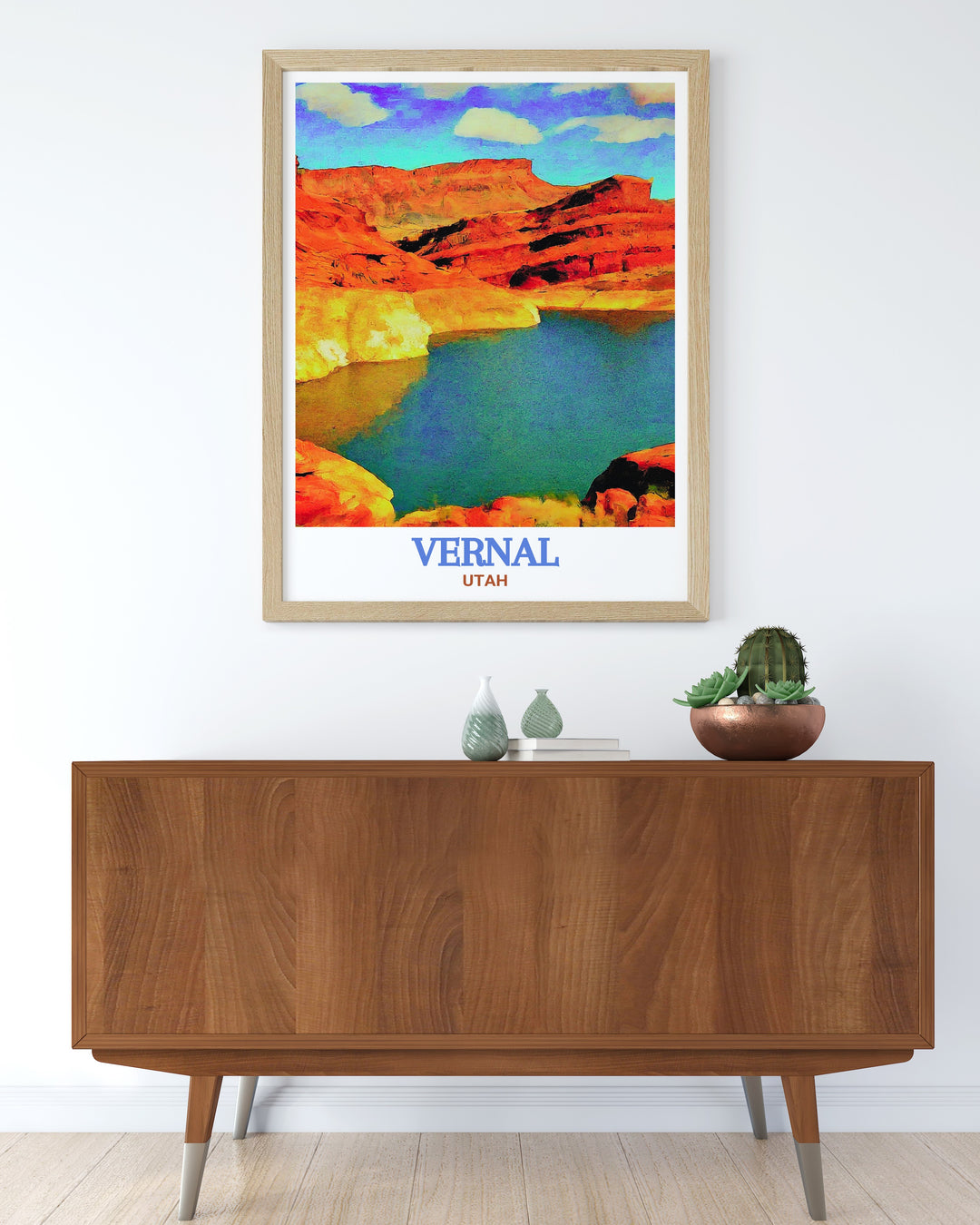 Red Fleet State Park Travel Poster highlighting the parks red sandstone fleet” formations. This Utah wall art is a vibrant and detailed piece that brings the beauty of Utahs landscapes into your home. A perfect gift for nature lovers and those who adore Utahs wilderness.