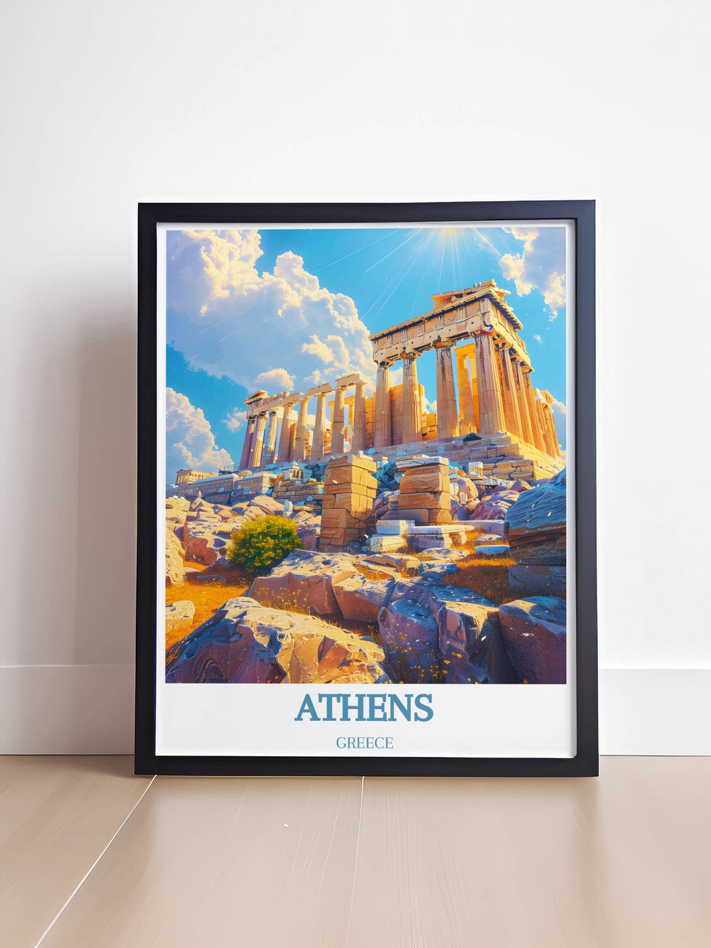 Detailed artistic representation of the Acropolis iconic columns and steps, offering a historical journey through art.