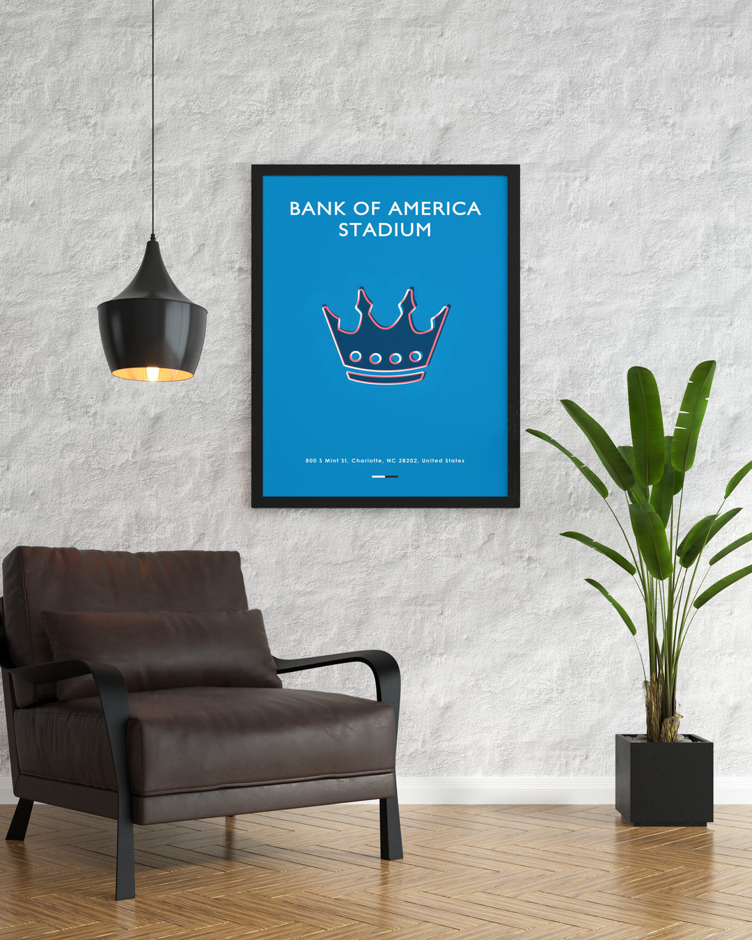 Minimalist Sports Poster of the Carolina Panthers Bank of America Stadium suitable for any room and decor adding a touch of elegance and passion