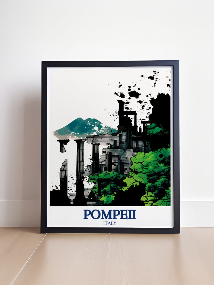 Temple of Apollo travel print capturing the grandeur of Pompeiis ancient temple, with intricate details that highlight its historical significance. This canvas art piece is ideal for those who appreciate classical architecture and the rich history of ancient Rome.