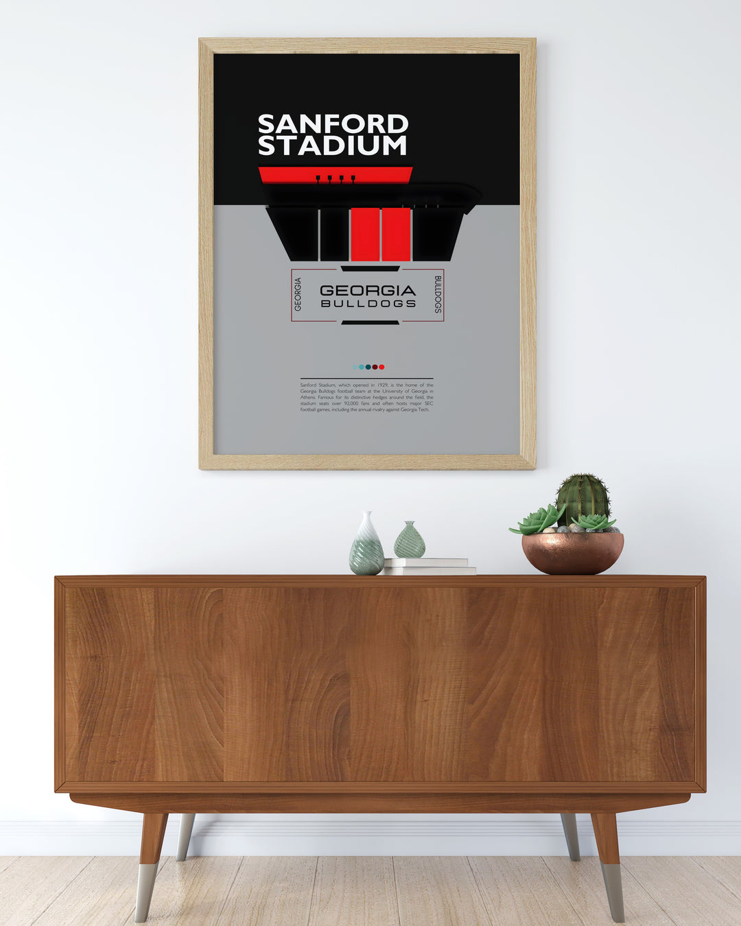 Touchdown Jesus at Sanford Stadium is beautifully depicted in this Georgia Bulldogs poster a must have for any UGA football supporter and fan