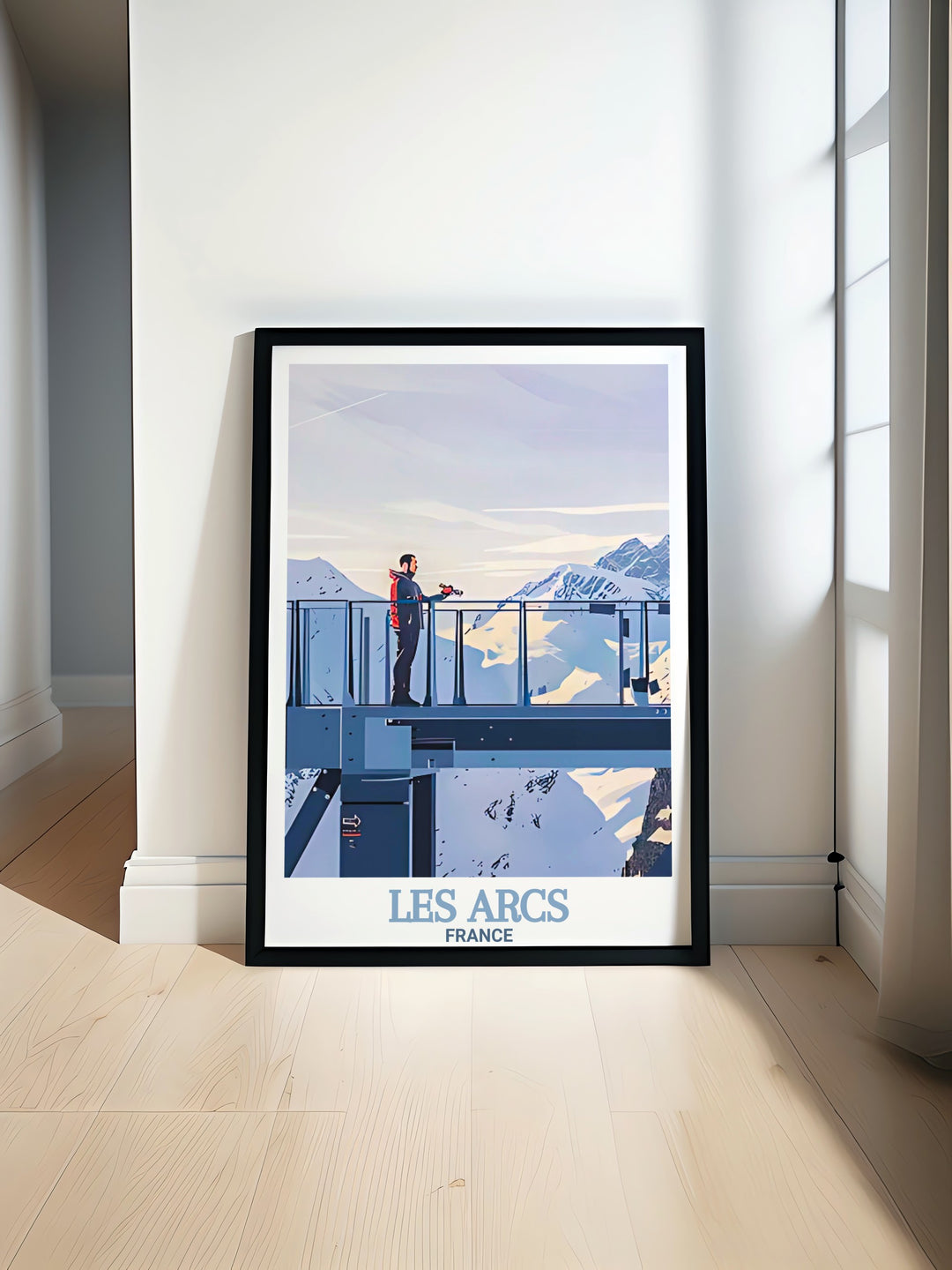 Celebrate the thrill of the French Alps with the "Les Arcs Canvas Art," featuring the dramatic peaks of Aiguille Rouge and the renowned Paradiski ski area. This travel poster makes a perfect gift for snowboarding enthusiasts and a vibrant addition to any home.