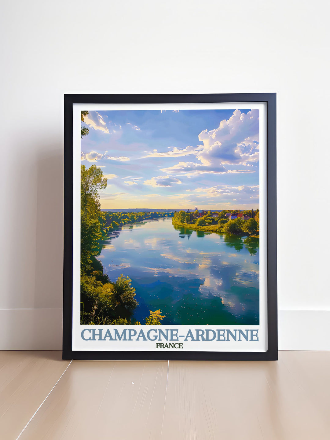 Beautiful Marne River travel poster featuring the tranquil flow of the river and picturesque French countryside. This vintage print is a perfect addition to any home decor, bringing the timeless elegance of France into your living space.