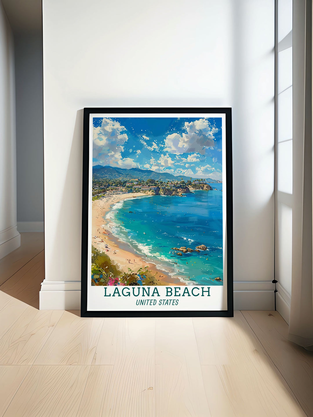 Laguna Beach Print featuring Main Beach showcases vibrant colors and intricate details perfect for adding a touch of coastal charm to your home decor ideal for living room or bedroom wall art.