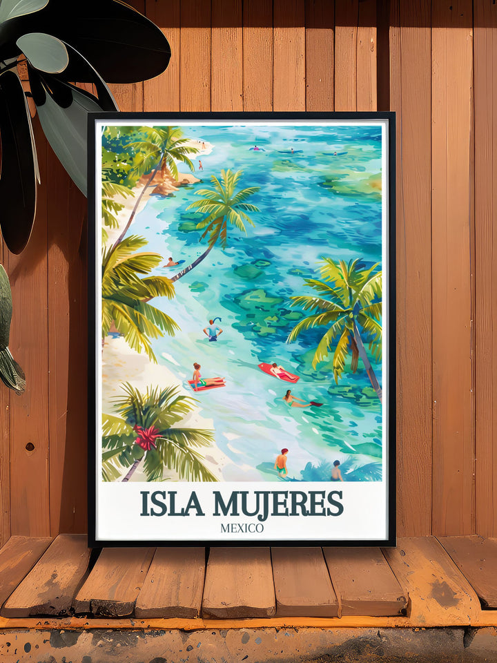 Isla Mujeres photo and decor featuring Isla Mujeres beach Caribbean sea a timeless and elegant print that brings the beauty of the island into your living space.