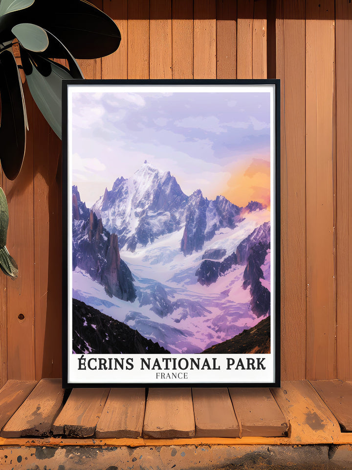 Elegant Ecrins Wall Art featuring Combe du Vallon du Fangeas and La Grave glaciers a perfect choice for creating a refined and sophisticated living space