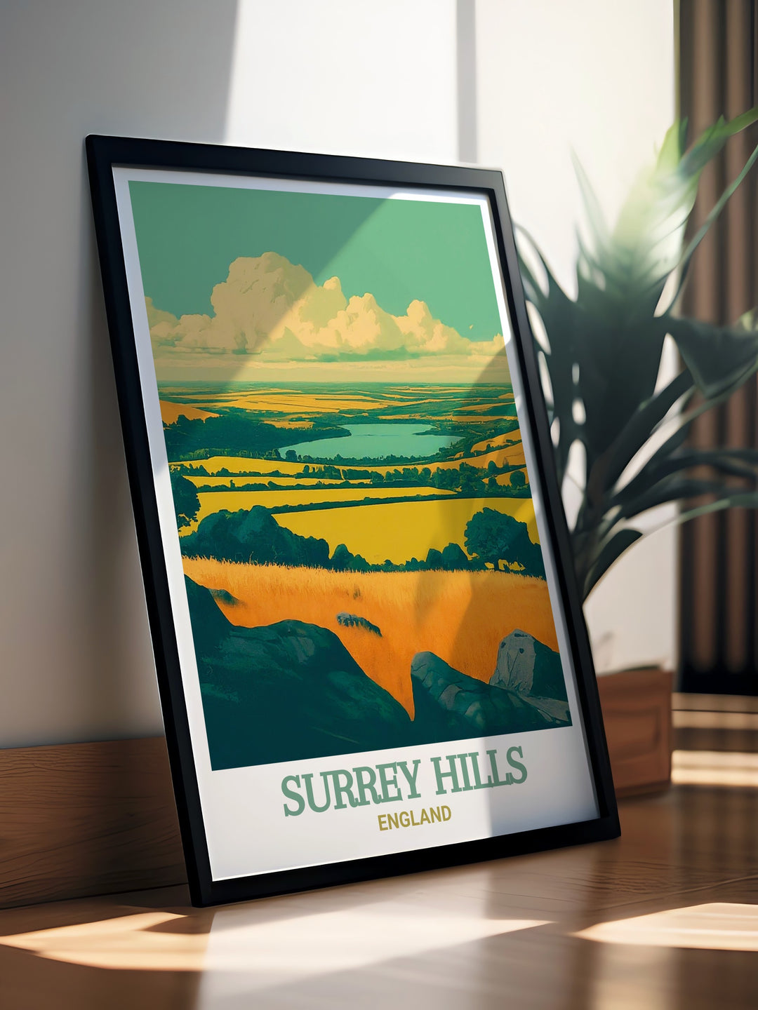 Immerse yourself in the beauty of Surrey Hills with this Newlands Corner decor print. The detailed artwork highlights the iconic landscape of this AONB, making it a must have for nature lovers and art collectors. This print offers a unique way to celebrate the scenic beauty of England