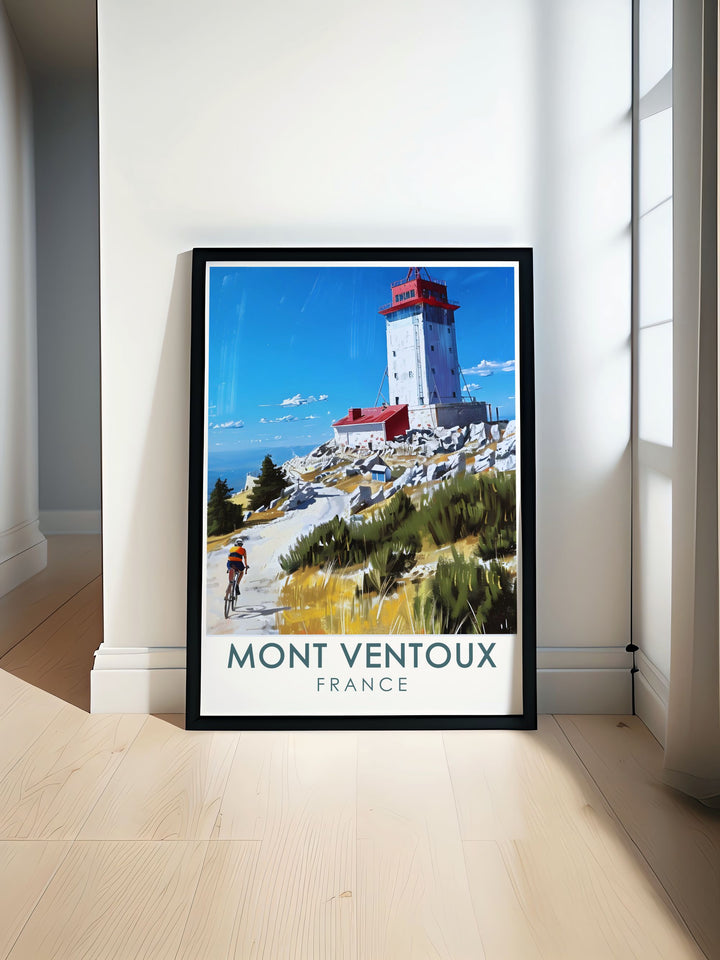 Mont Ventoux summit wall art featuring Provence France landscapes and Tour De France prints perfect for elegant home decor and modern living rooms