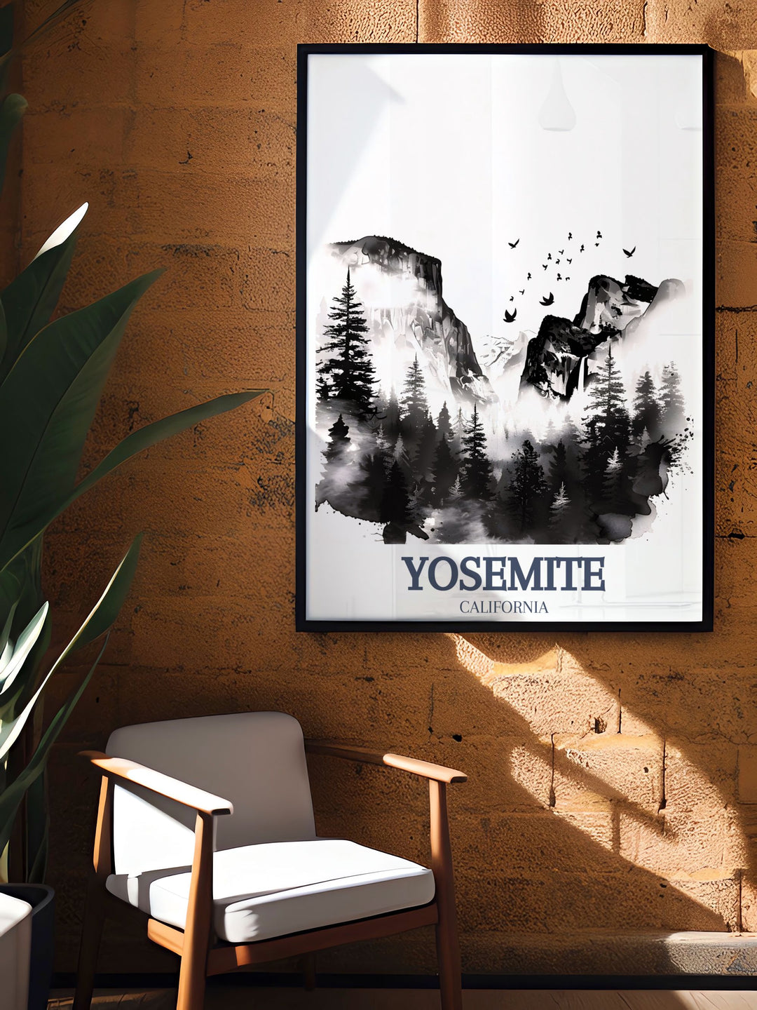 California Ski Print showcasing Bear Valley Ski Resort with vibrant artwork of El Capitan and Bridalveil Fall for ski enthusiasts