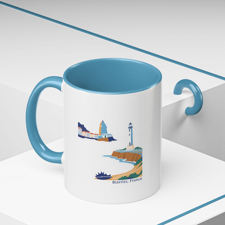 This Biarritz mug features artwork inspired by the coastal beauty of the town. Perfect for enjoying your favorite beverage, it is dishwasher and microwave safe. A wonderful gift for anyone who appreciates French culture and scenic destinations.