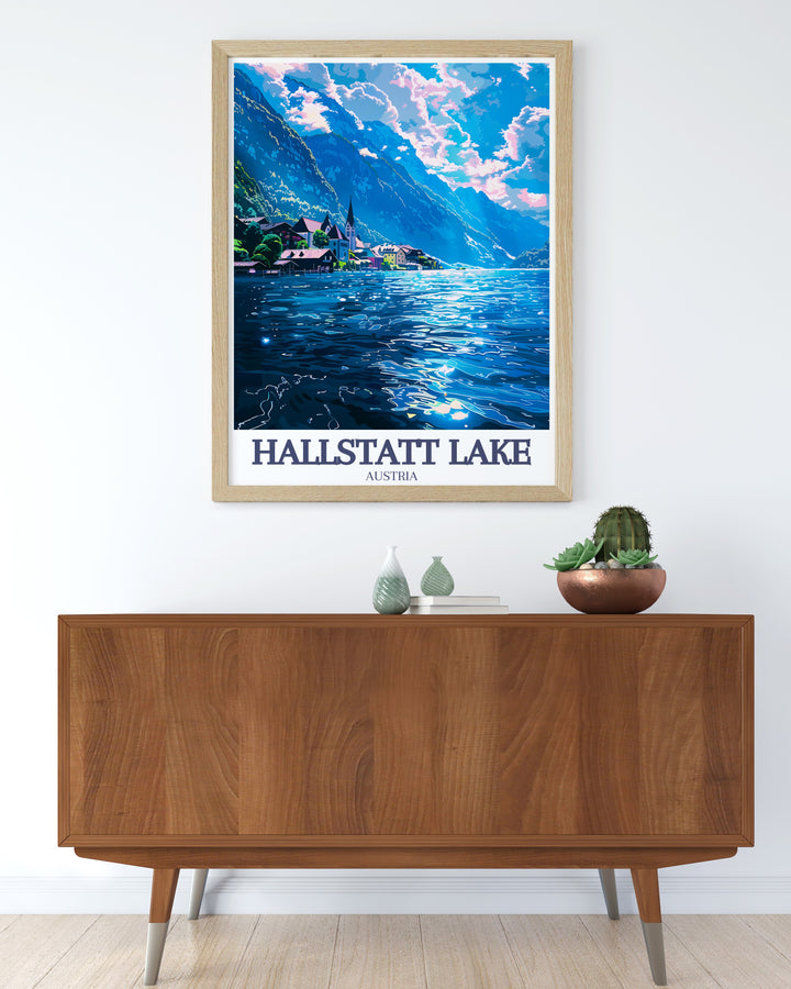 This Hallstatt travel print highlights the peaceful beauty of the Austrian village, surrounded by the majestic Dachstein Mountains and the serene Hallstatt Lake, offering a scenic escape right on your wall. Ideal for nature lovers and travelers alike.