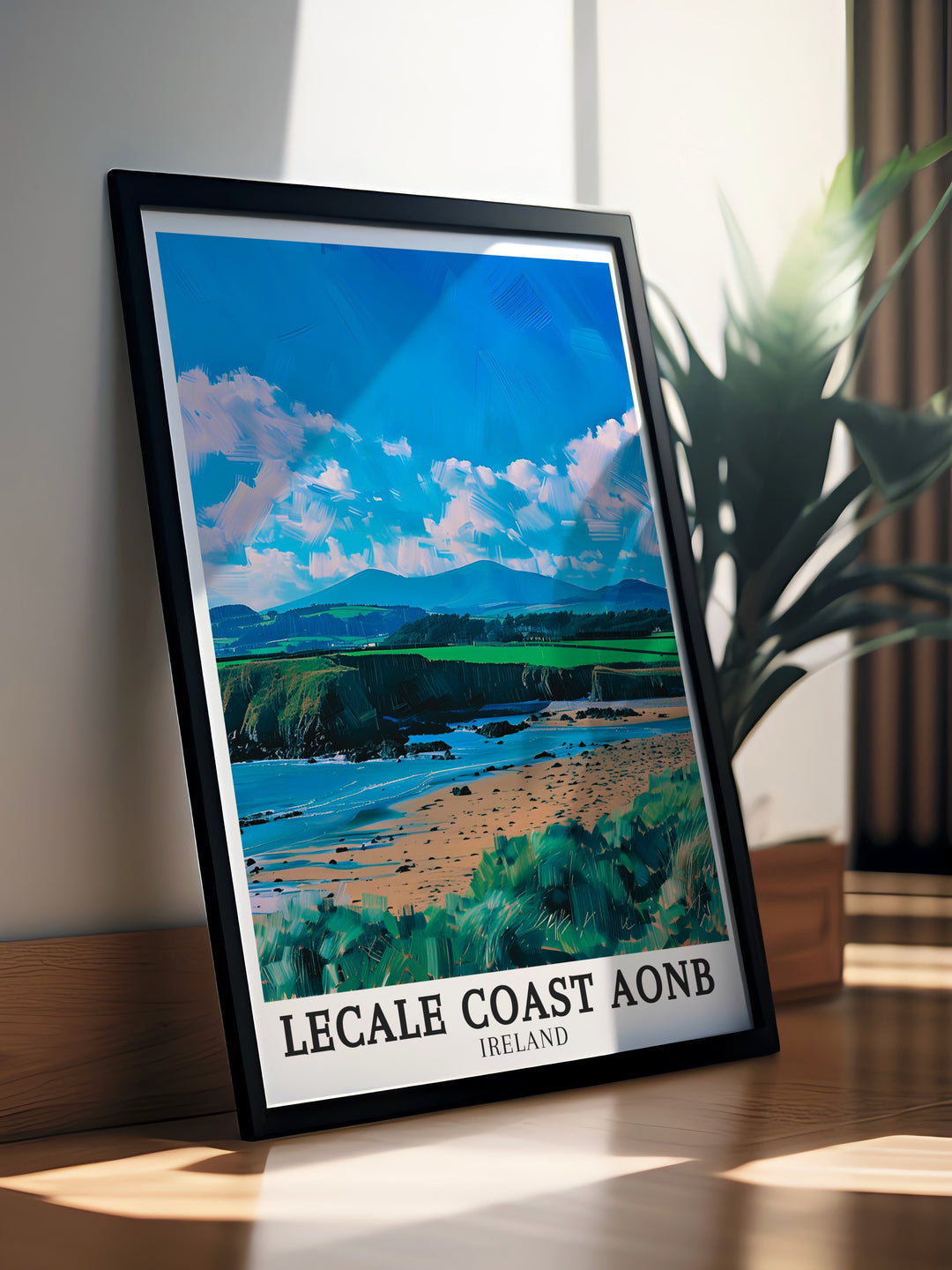 Lecale Coast AONB art collection. Highlighting the picturesque views of Lecale Coast AONB, Dundrum Bay, and the Mourne mountains, this art collection is perfect for adding elegance and tranquility to your home decor. Ideal for art collectors and nature lovers.