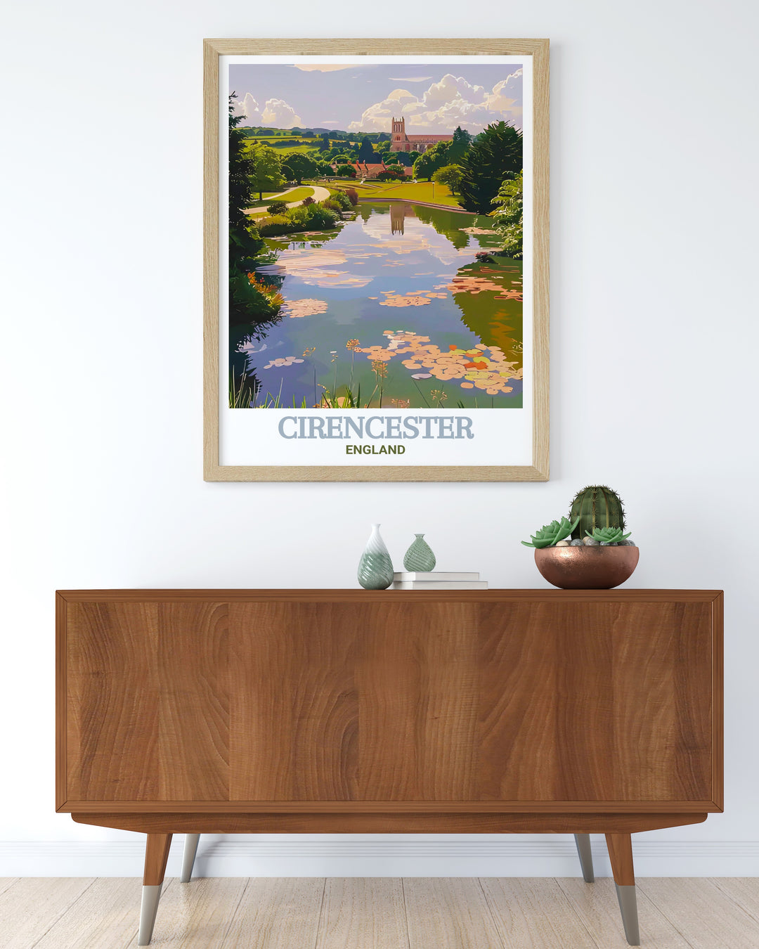 This Cirencester wall print offers a glimpse into the peaceful Abbey Grounds, where the beauty of Englands Cotswolds comes alive, ideal for creating a serene atmosphere in your home