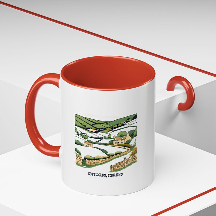 Bring the tranquility of the Cotswolds into your home with this ceramic mug featuring intricate countryside artwork. Dishwasher and microwave safe, it is ideal for coffee enthusiasts and as a travel souvenir.