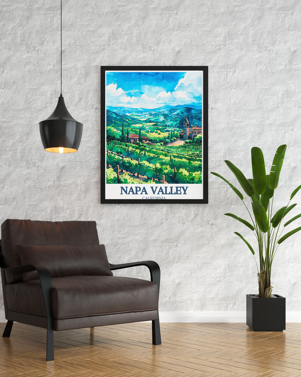 Captivating Napa Valley Wall Art showcasing vineyards and the scenic Mayacamas and Vaca mountain ranges an ideal addition to modern home decor bringing sophistication to your living space