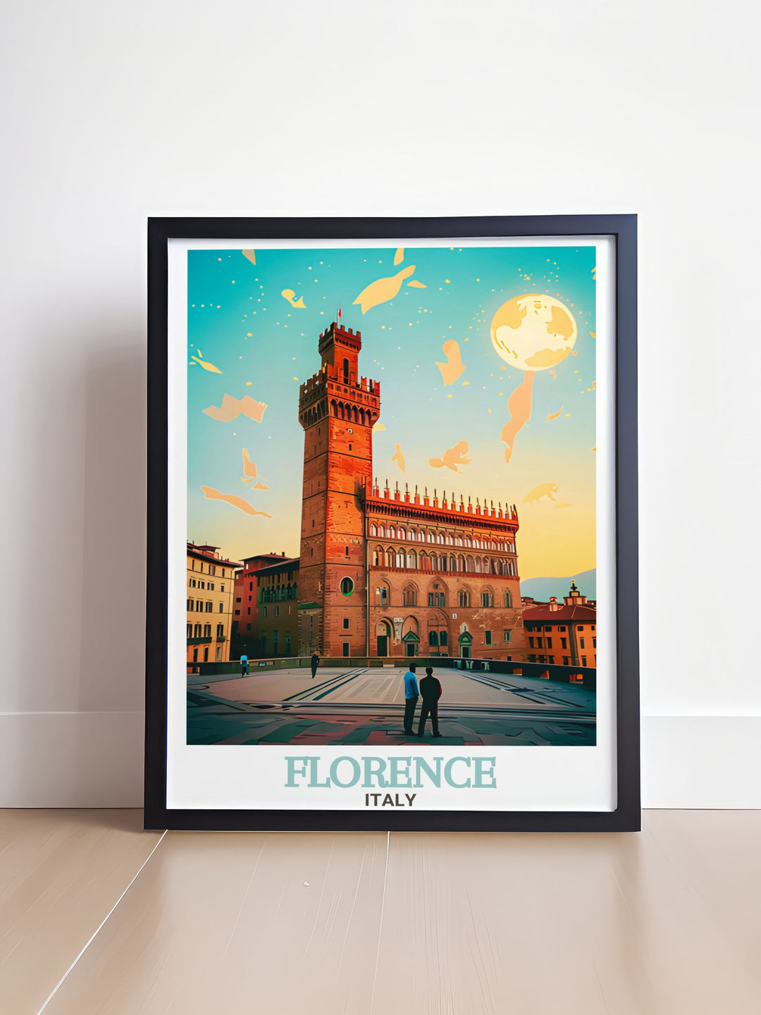 Palazzo Vecchio artwork from Florence Italy is a beautiful way to enhance your living space with classic European design. This Florence print captures the historical significance of Italys Renaissance city in a stunning travel poster for your home