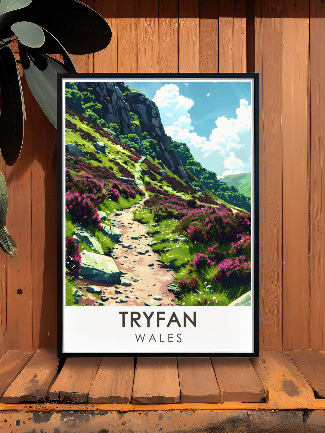 National park print of Snowdonia capturing the rugged peaks of Mount Snowdon and Heather Terrace stunning wall decor for nature lovers