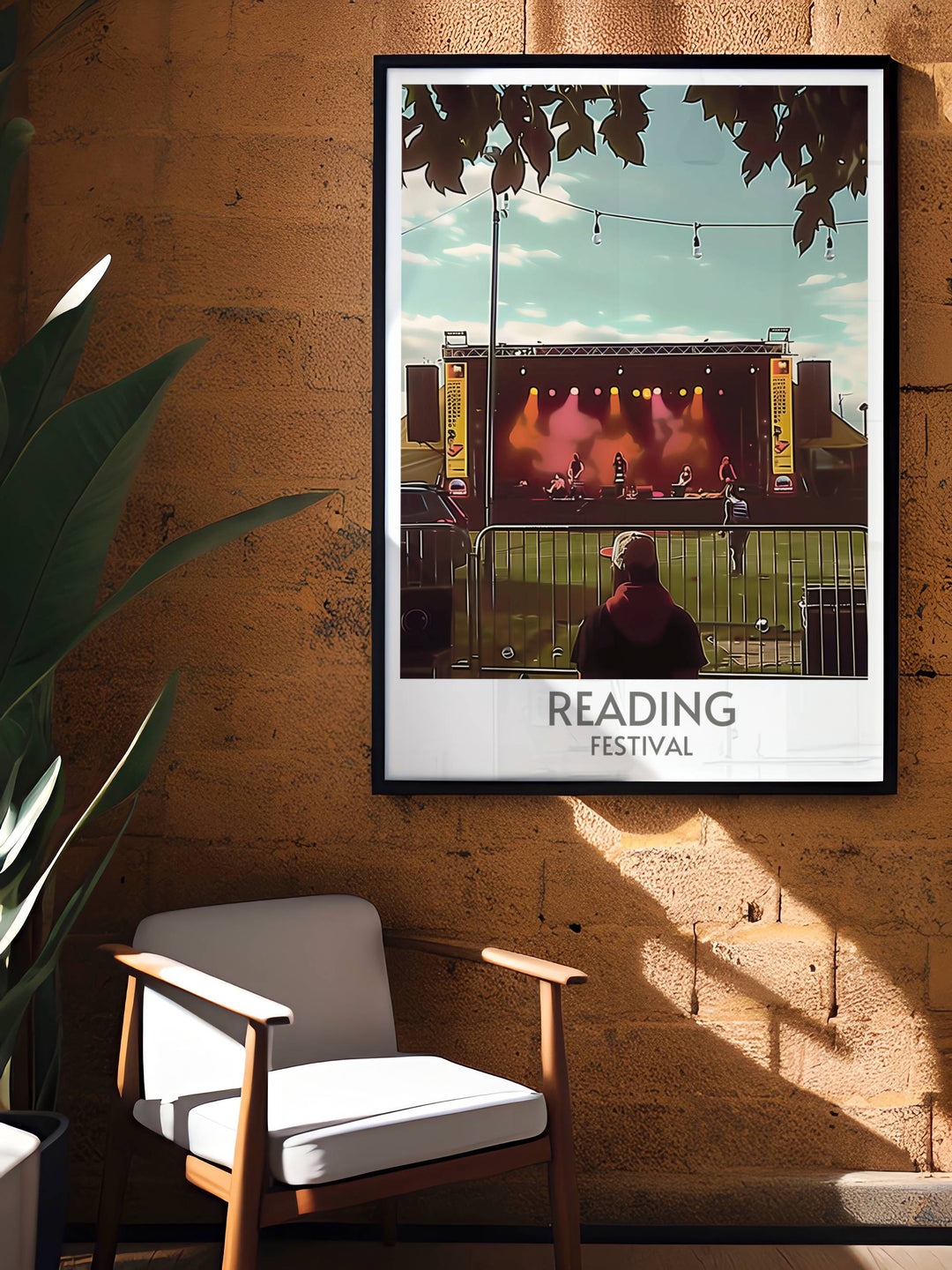 Main Stage Elegant Home Decor featuring intricate details of the UK Music Festival scene with dynamic stage and audience illustrations making it a great gift