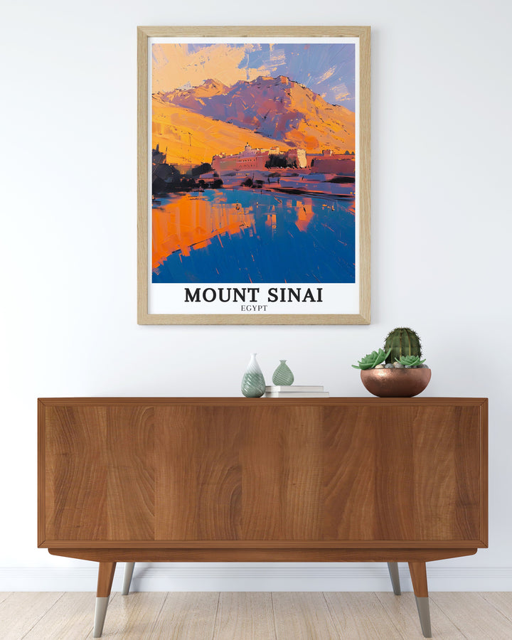 Mount Sinai Wall Art offers a unique blend of natural beauty and biblical history featuring Jabal Musa and the Monastery of Saint Catherine amidst the Sinai High Mountain Range ideal for those who appreciate both art and spirituality