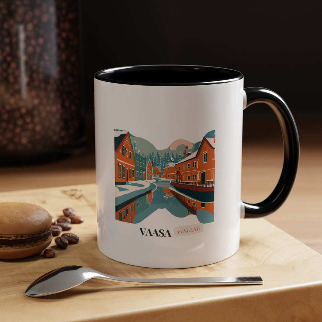 A stylish Vaasa Finland mug perfect for adding a touch of Scandinavian elegance to your daily routine. Showcasing detailed designs of iconic landscapes, it is durable, dishwasher-safe, and an excellent gift for travelers, collectors, or anyone who appreciates Vaasas beauty.