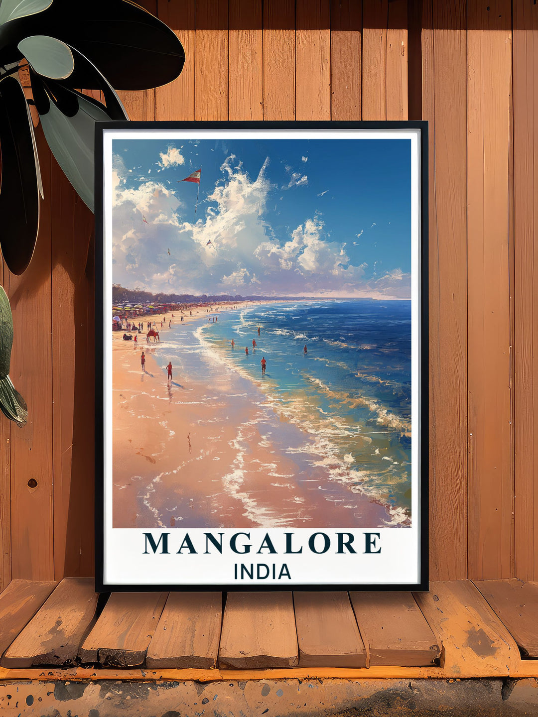 This art print captures the essence of Mangalores dynamic urban life and the peaceful beauty of Panambur Beach, making it a perfect addition to any home or office decor for those who love Indian coastal cities and landscapes.