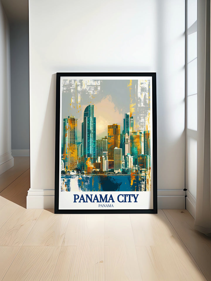 Discover the beauty of Panama City Beach with Panama Canal Panama City skyline travel prints perfect for beach house decor and coastal art lovers