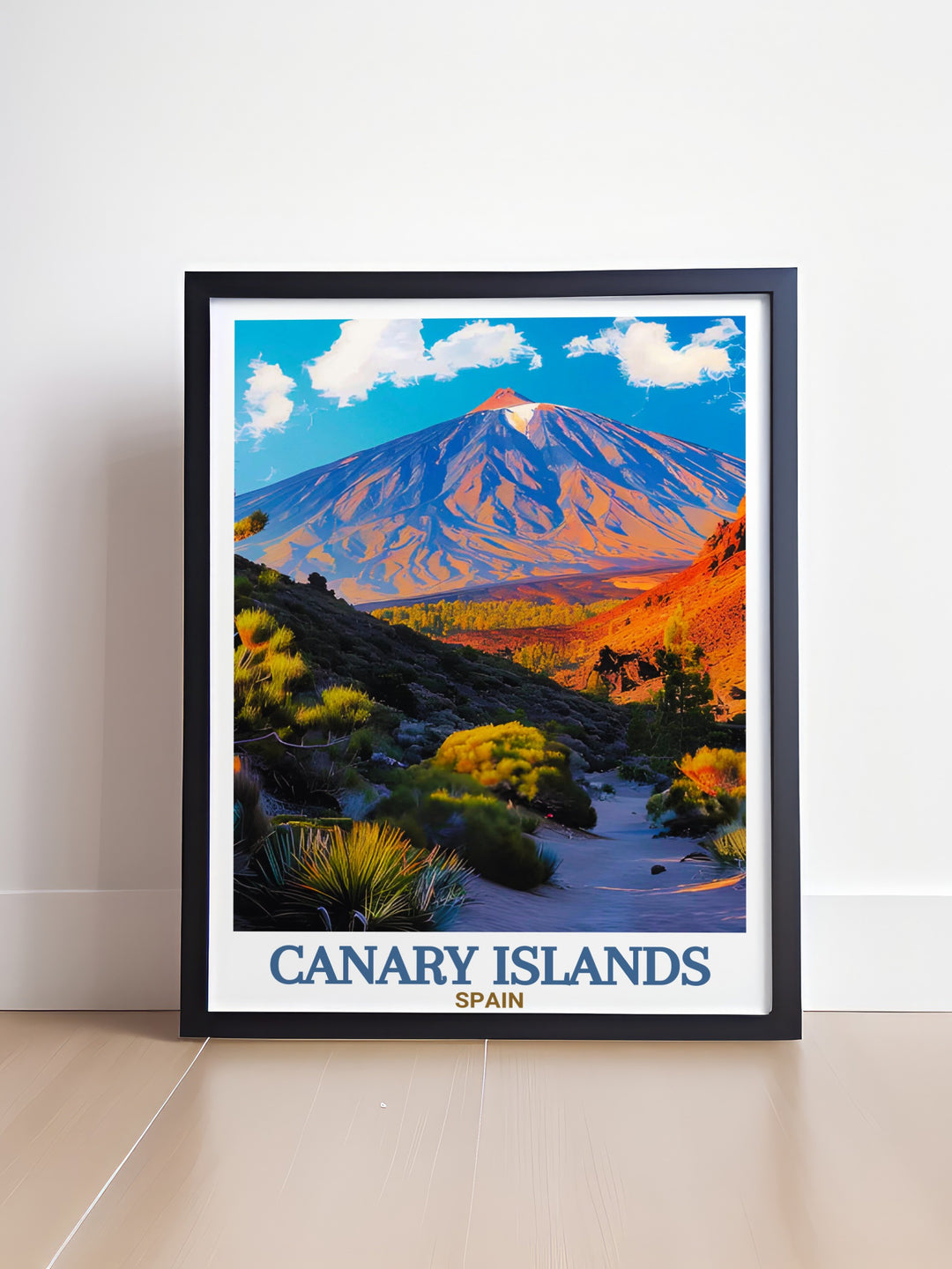 Add a touch of Spains natural beauty to your living room with this Teide National Park Tenerife travel print. Featuring Fuerteventura and the Canary Islands this wall art is a perfect gift for those who love adventure and scenic landscapes.