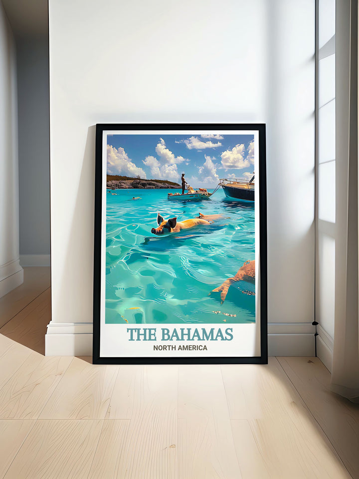 Exuma Cays modern prints showcase the beauty of the Caribbean with stunning ocean views and tranquil beaches ideal for adding elegance to your home decor whether in the living room or office perfect for anniversary gifts Christmas gifts and traveler gifts