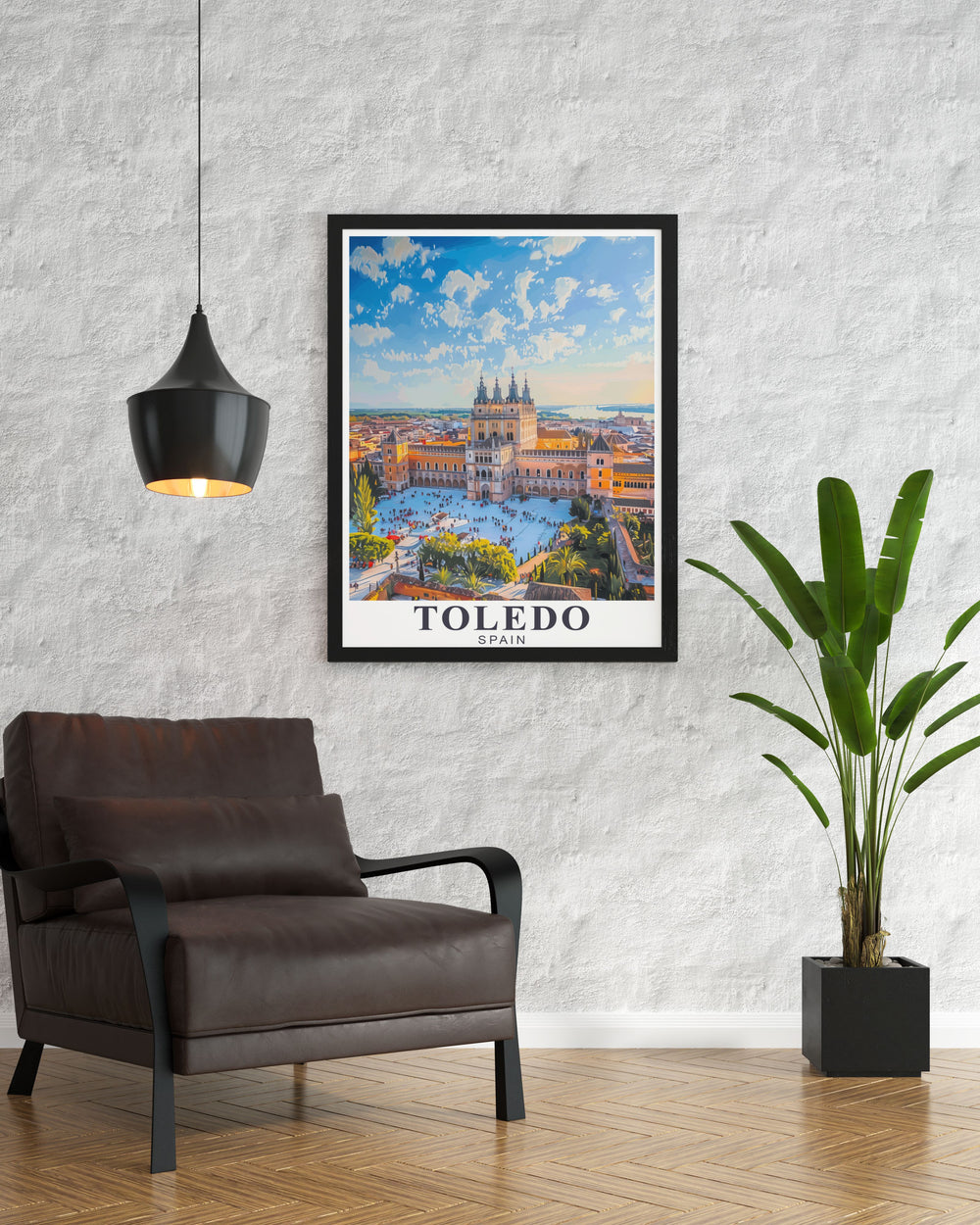 Stunning Spain Travel Print showcasing the magnificent Alcazar of Toledo a must have for any traveler or art collector seeking a unique and captivating piece for their home