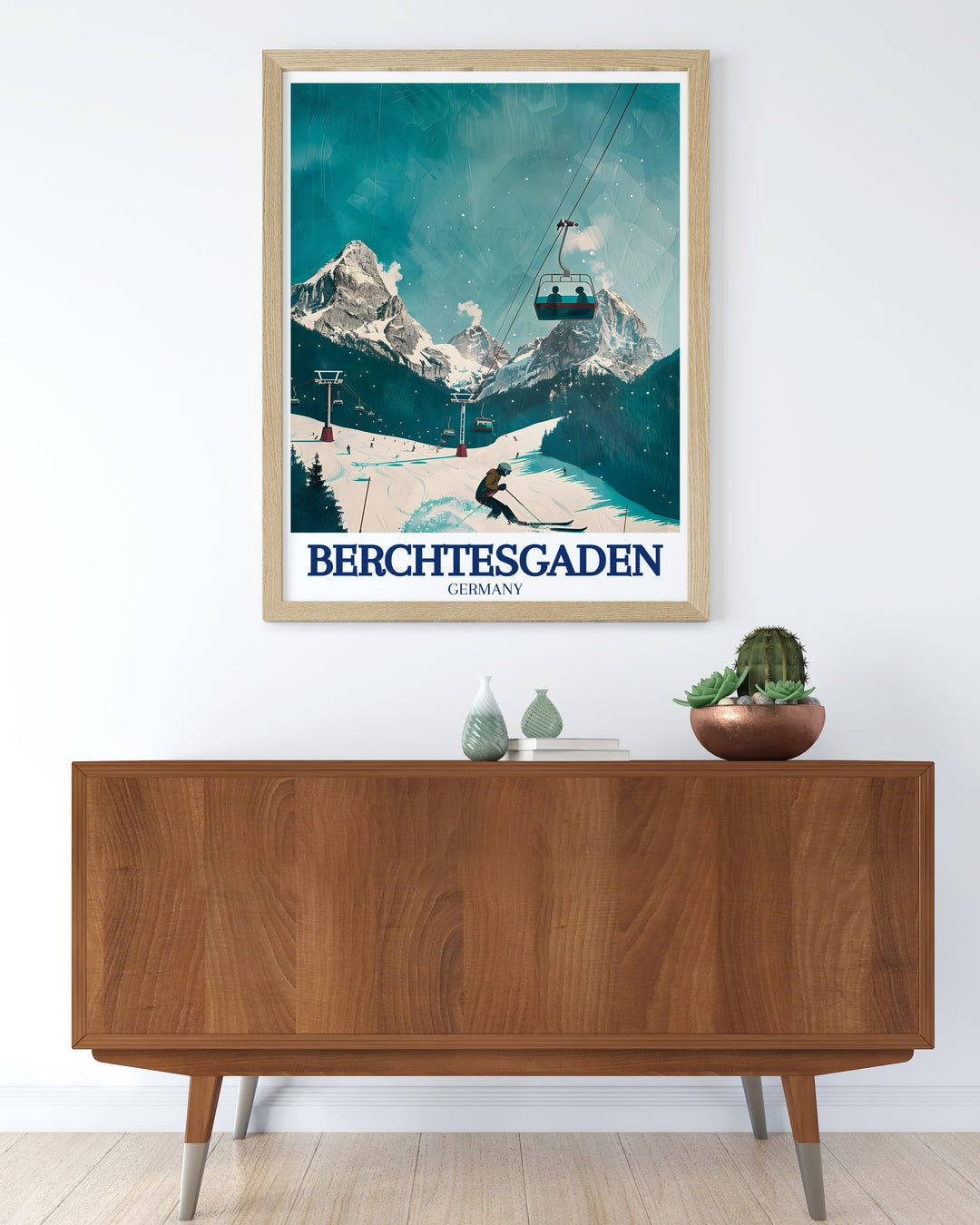 This Berchtesgaden vintage poster print is a nostalgic tribute to the natural beauty of Königssee and Jennerbahn. With stunning attention to detail, it offers a perfect way to celebrate Germanys alpine landscapes, making it a must have for travelers and art lovers.