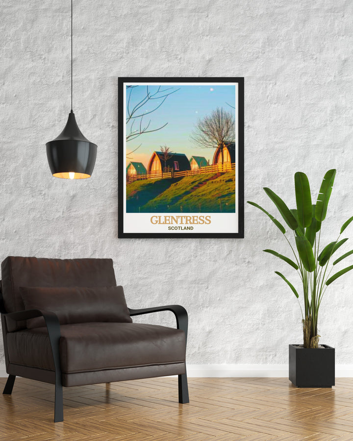 Glentress Forest Lodges Framed Prints offering a vibrant and detailed look at Glentress Scotland and the world renowned 7stanes trails this cycling wall art is the perfect addition to any room for those who love the outdoors and mountain biking