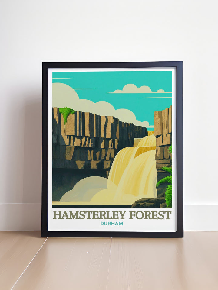 Transform your space with High Force Waterfall artwork featuring the majestic cascade in the North Pennines this print brings the power and beauty of nature into your home creating a serene yet striking focal point