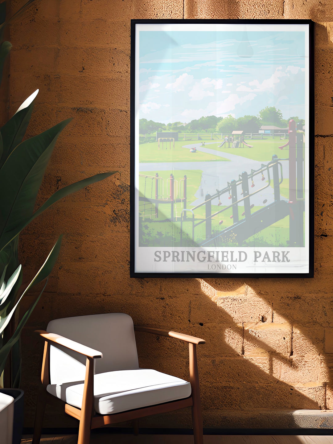 London Travel Print featuring Springfield Fun Park London Borough highlighting the natural beauty of East Londons iconic green spaces ideal for those looking to add a touch of serenity and history to their home or office decor.