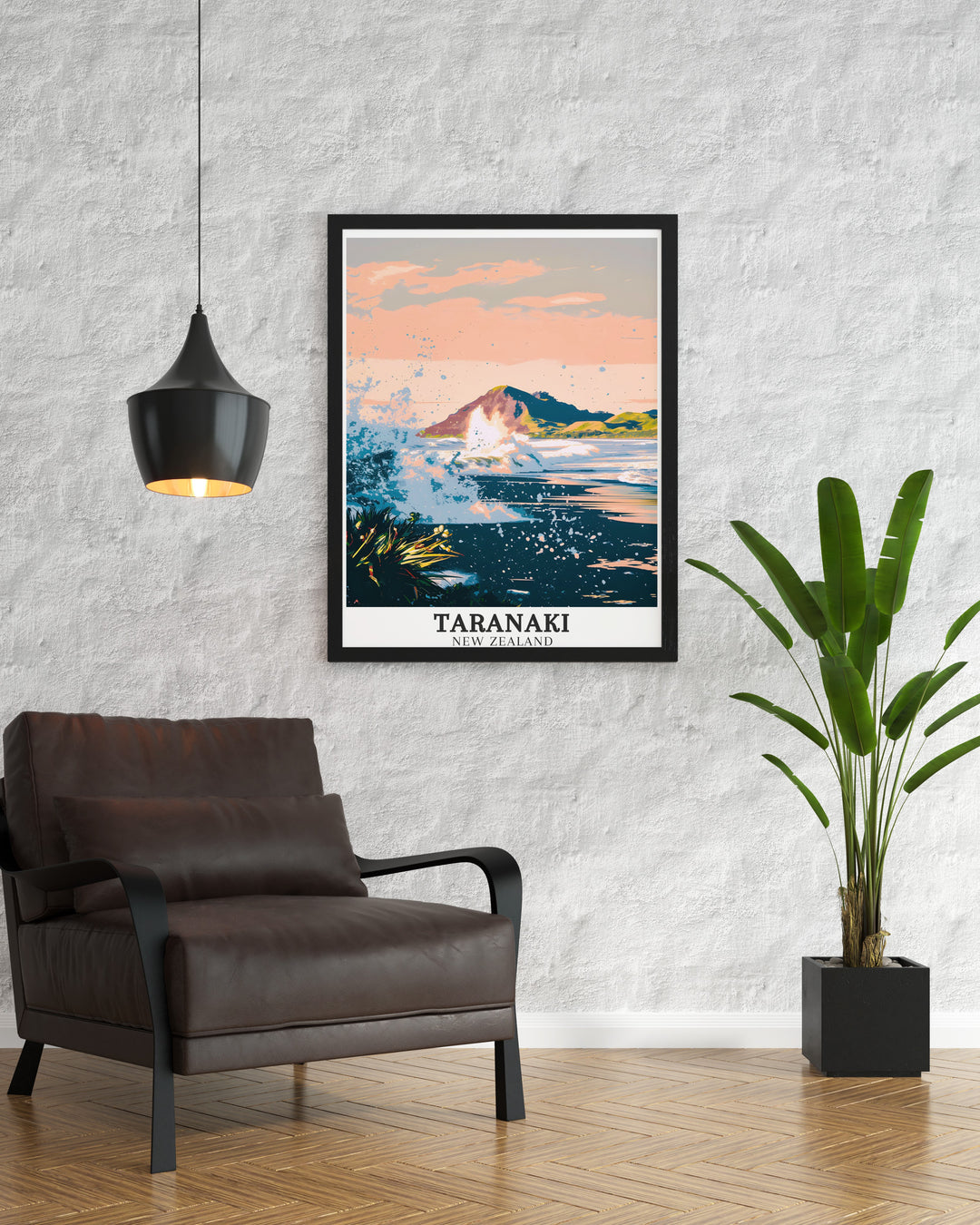 Back Beach New Plymouth stunning print offering a glimpse of Taranakis picturesque landscapes crafted to elevate your home decor with elegant New Zealand wall art