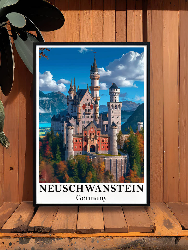 Timeless Neuschwanstein Castle wall art, including street map and castle map designs. These prints are more than just decor. They are statements of elegance and style for any home.