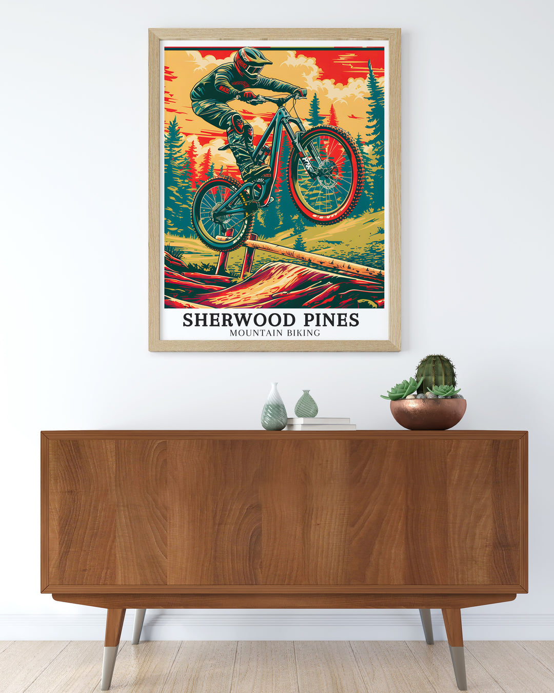 Sherwood Pines canvas art displaying the exciting scenery and rugged pathways along the Pulpit Jump in Nottinghamshire. Enhance your wall decor with these exquisite travel canvas prints from Sherwood Pines. Perfect for adding a touch of adventure to any room, these art pieces showcase the vibrant landscapes and thrilling trails of Sherwood Pines.