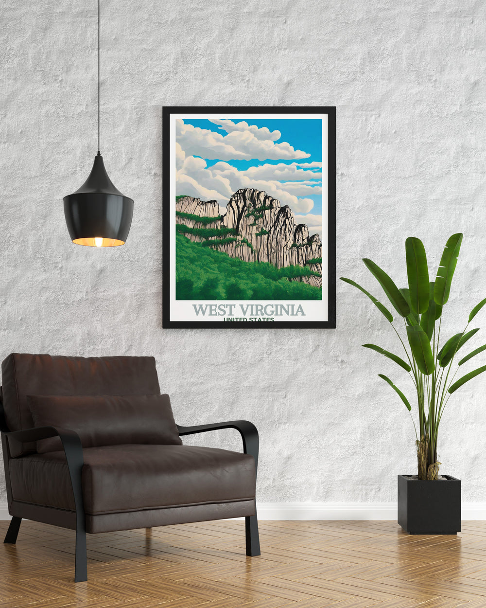 Framed print of Snowshoe Ski Resort and Seneca Rocks in West Virginia highlighting the beauty of winter sports and rugged landscapes ideal for creating a modern and elegant atmosphere in your living room office or bedroom decor.