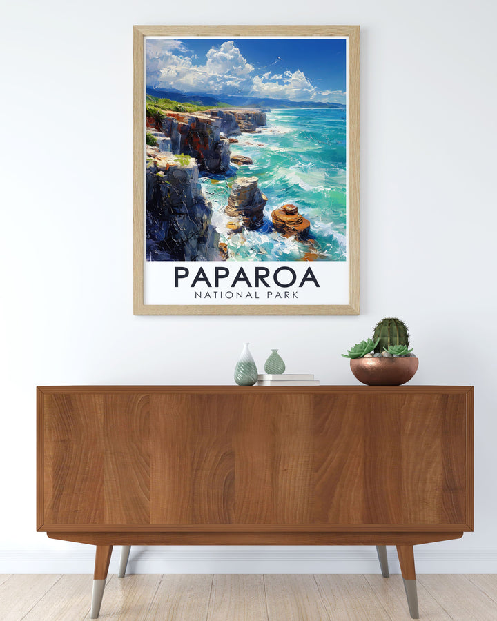 Perfect wall decor with a framed print of Pancake Rocks and blowholes bringing the stunning views of New Zealands iconic landscapes into your home