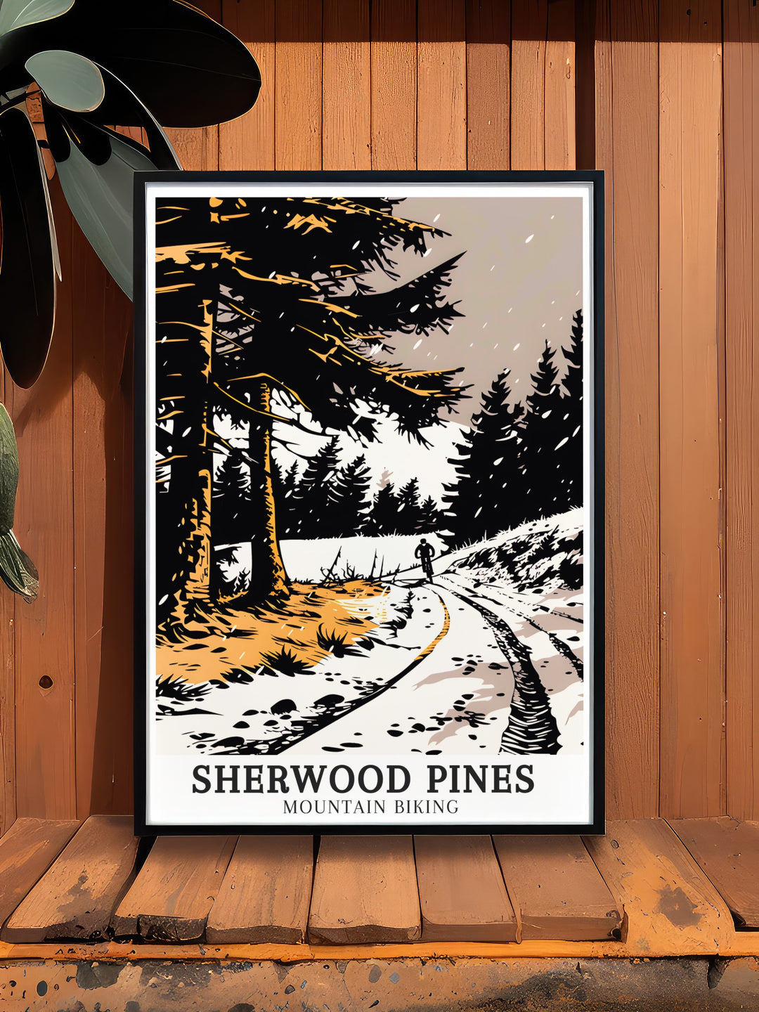 Sherwood Pines canvas wall art depicting the majestic views and challenging paths of the Sticky Switchbacks in Nottinghamshire. These travel canvas prints are perfect for mountain biking art enthusiasts who appreciate natural beauty and adventure. Enhance your living space with Sherwood Pines Wall Art that captures the stunning views of the trails.